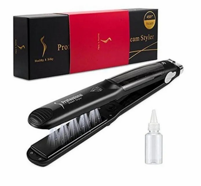 Hair Care & Styling Tools | 55W Professional Hair Salon Steam Styler Flat Ceramics Organosilicon Hair Straightener For Both Dry And Wet Healthy Silky Eu Plug Black Hair Care & Styling Tools Hair Care & Styling Tools