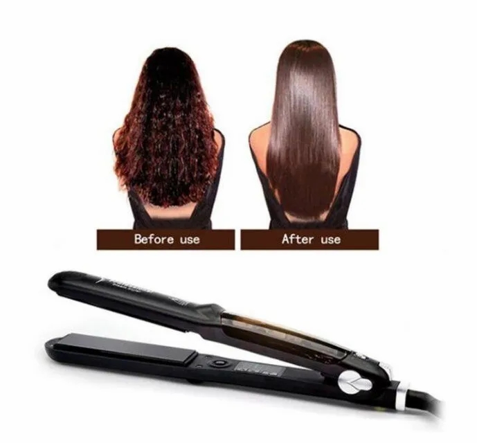 Hair Care & Styling Tools | 55W Professional Hair Salon Steam Styler Flat Ceramics Organosilicon Hair Straightener For Both Dry And Wet Healthy Silky Eu Plug Black Hair Care & Styling Tools Hair Care & Styling Tools