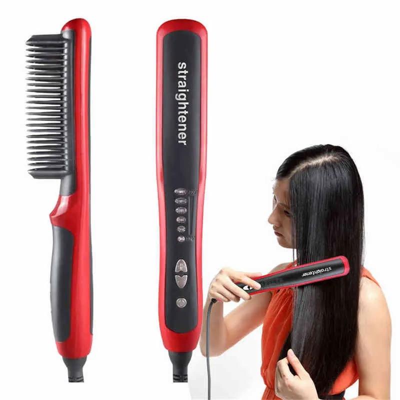 Hair Care & Styling Tools | Anti-Scalding Ceramic Hair Straighteners Curlers Flat Irons Multifunctional Hair Brush Curling Iron Straightening Comb Men Beard 211224 Hair Care & Styling Tools Hair Care & Styling Tools