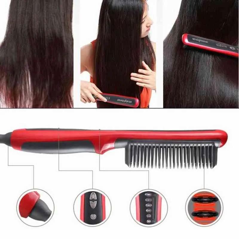 Hair Care & Styling Tools | Anti-Scalding Ceramic Hair Straighteners Curlers Flat Irons Multifunctional Hair Brush Curling Iron Straightening Comb Men Beard 211224 Hair Care & Styling Tools Hair Care & Styling Tools