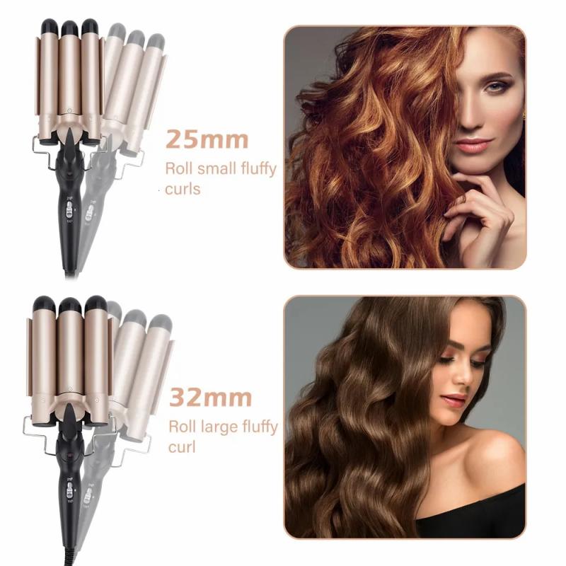 Hair Care & Styling Tools | Curling Irons 3Barrel Curling Iron 25/32Mm Heats Up Fast Tourmaline Ceramic Triple Barrels Beach Waves Curling Iron Egg Roll Hair Styling Tool 230531 Hair Care & Styling Tools Hair Care & Styling Tools