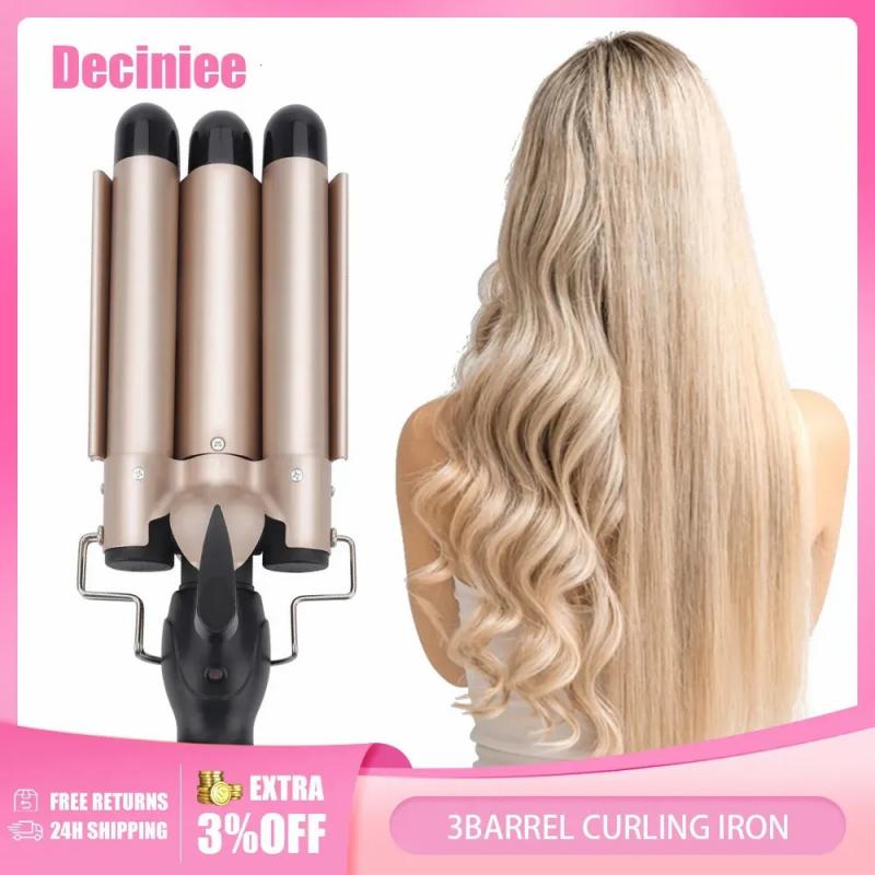 Hair Care & Styling Tools | Curling Irons 3Barrel Curling Iron 25/32Mm Heats Up Fast Tourmaline Ceramic Triple Barrels Beach Waves Curling Iron Egg Roll Hair Styling Tool 231024 Hair Care & Styling Tools Hair Care & Styling Tools