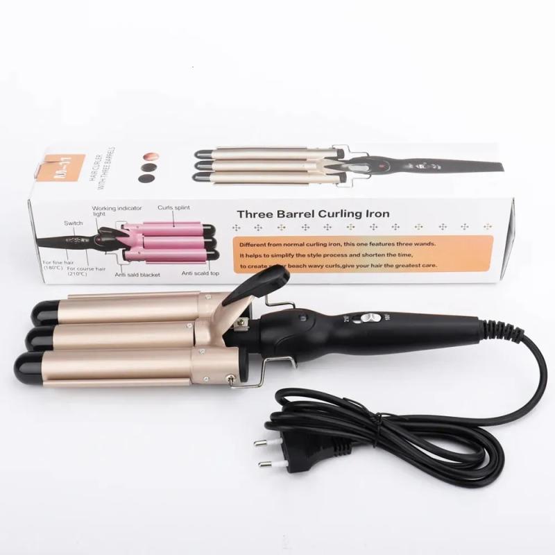 Hair Care & Styling Tools | Curling Irons 3Barrel Curling Iron 25/32Mm Heats Up Fast Tourmaline Ceramic Triple Barrels Beach Waves Curling Iron Egg Roll Hair Styling Tool 231024 Hair Care & Styling Tools Hair Care & Styling Tools