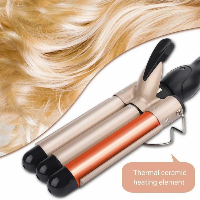 Hair Care & Styling Tools | Curling Irons 3Barrel Curling Iron 25/32Mm Heats Up Fast Tourmaline Ceramic Triple Barrels Beach Waves Curling Iron Egg Roll Hair Styling Tool 231024 Hair Care & Styling Tools Hair Care & Styling Tools