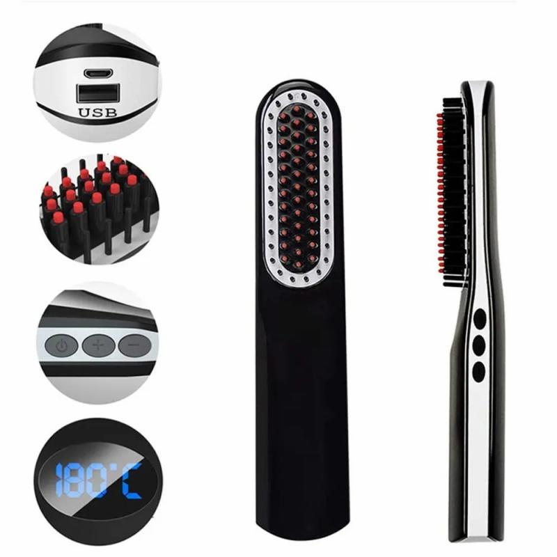 Hair Care & Styling Tools | Curling Irons Wireless Men Quick Beard Straightener Hair Style Comb Lcd Multifunctional Cordless Usb Charging Straightening Brush 230815 Hair Care & Styling Tools Hair Care & Styling Tools