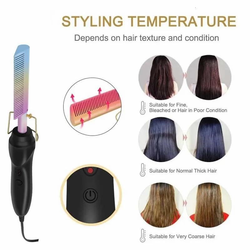 Hair Care & Styling Tools | Hair Straighteners 2 In 1 Comb Curler Flat Iron Straightener Wigs Straightening Brush Crimper Wet Dry Electric Heating Styler Tools 230328 Hair Care & Styling Tools Hair Care & Styling Tools