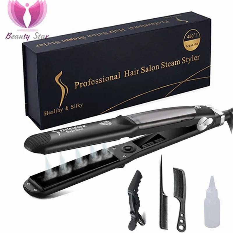 Hair Care & Styling Tools | Hair Straighteners Professional Steam Hair Straightener Ceramic Vapor Hair Flat Iron Seam Hair Straightening Iron Curler Steamer Hair Styling Tool 230724 Hair Care & Styling Tools Hair Care & Styling Tools