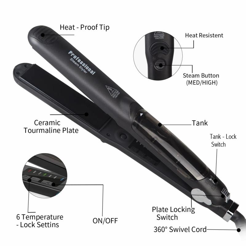 Hair Care & Styling Tools | Hair Straighteners Steam Hair Straightener Professional Ceramic Vapor Flat Iron 450 Fast Heat Argan Oil Treatment Hair Care Tools 230220 Hair Care & Styling Tools Hair Care & Styling Tools