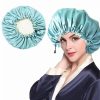 Hair Care & Styling Tools | Letter Designer Imitation Silk Shower Cap Women’s Monochrome Nightcap Hair Care Hat Satin Sleep Health Beauty Elastic Bath Hair Care & Styling Tools Hair Care & Styling Tools