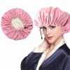 Hair Care & Styling Tools | Letter Designer Imitation Silk Shower Cap Women’s Monochrome Nightcap Hair Care Hat Satin Sleep Health Beauty Elastic Bath Hair Care & Styling Tools Hair Care & Styling Tools