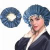 Hair Care & Styling Tools | Letter Designer Imitation Silk Shower Cap Women’s Monochrome Nightcap Hair Care Hat Satin Sleep Health Beauty Elastic Bath Hair Care & Styling Tools Hair Care & Styling Tools