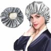 Hair Care & Styling Tools | Letter Designer Imitation Silk Shower Cap Women’s Monochrome Nightcap Hair Care Hat Satin Sleep Health Beauty Elastic Bath Hair Care & Styling Tools Hair Care & Styling Tools