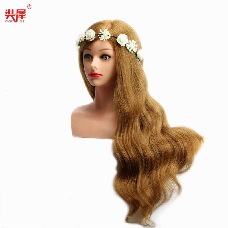 Hair Care & Styling Tools | Mannequin Heads 24″ Mannequin Head High Grade 80% Real Hair Hairdressing Head Dummy Nice Dolls Blonde Long Hair Training Head With Shoulder 230517 Hair Care & Styling Tools Hair Care & Styling Tools