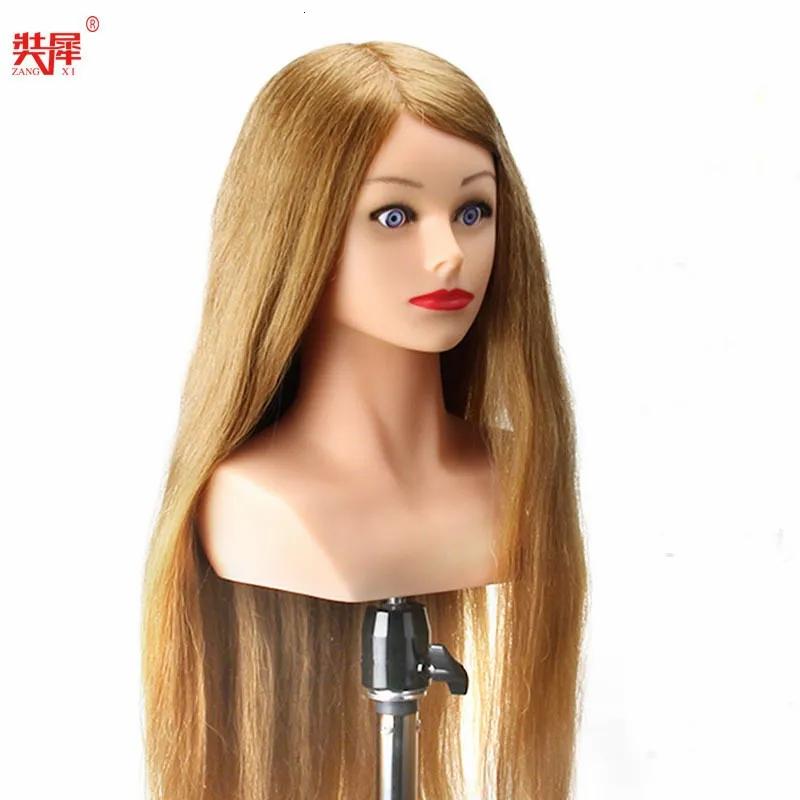 Hair Care & Styling Tools | Mannequin Heads 24″ Mannequin Head High Grade 80% Real Hair Hairdressing Head Dummy Nice Dolls Blonde Long Hair Training Head With Shoulder 230517 Hair Care & Styling Tools Hair Care & Styling Tools