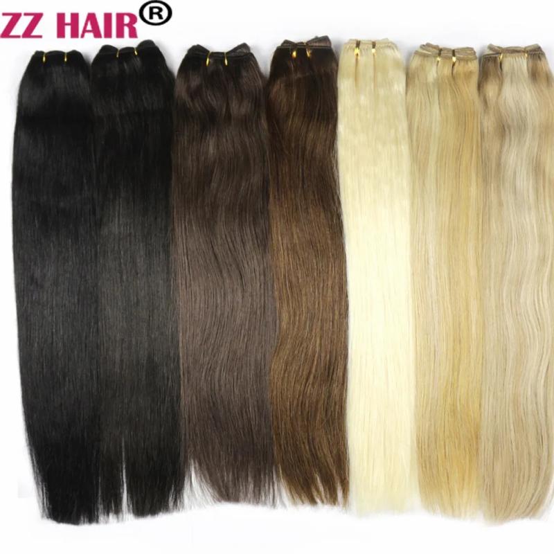 Hair Extensions | 16″-28″ 100G/Pcs 100% Remy Human Hair Weft Weaving Extensions Straight Natural Silk Non-Clips Hair Extensions Hair Extensions