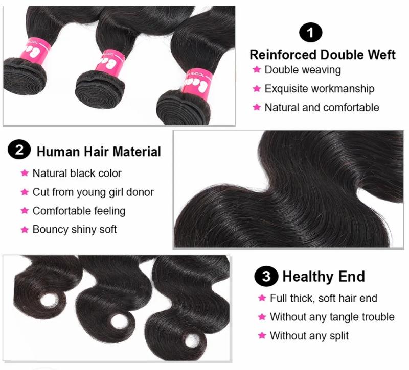 Hair Extensions | 9A Brazilian Peruvian Body Wave Virgin Hair Bundles Indian Malaysian Body Wave Human Hair Weave Bundles Natural Color Gaga Queen Hair Extensions Hair Extensions