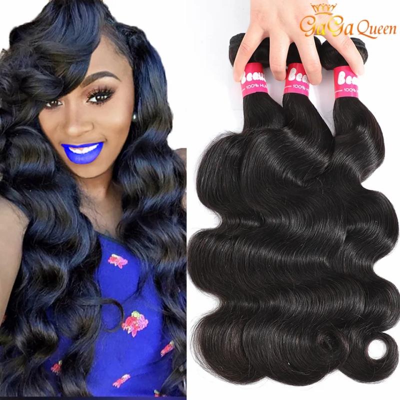 Hair Extensions | 9A Brazilian Peruvian Body Wave Virgin Hair Bundles Indian Malaysian Body Wave Human Hair Weave Bundles Natural Color Gaga Queen Hair Extensions Hair Extensions