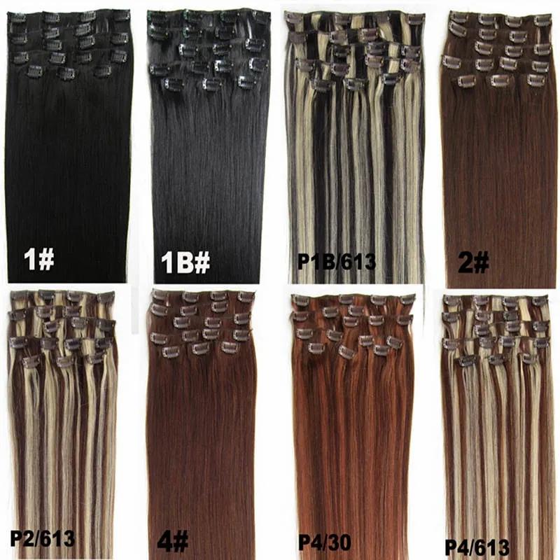 Hair Extensions | Blond Black Brown Silky Straight Real Human Hair Remy Clip In Extensions 15-24 Inch 70G 100G 120G Brazilian Indian For Full Head Double Weft Hair Extensions Hair Extensions