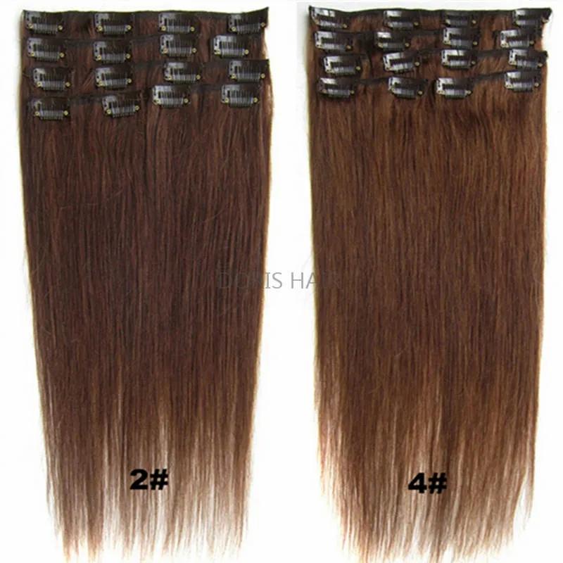 Hair Extensions | Blond Black Brown Silky Straight Real Human Hair Remy Clip In Extensions 15-24 Inch 70G 100G 120G Brazilian Indian For Full Head Double Weft Hair Extensions Hair Extensions