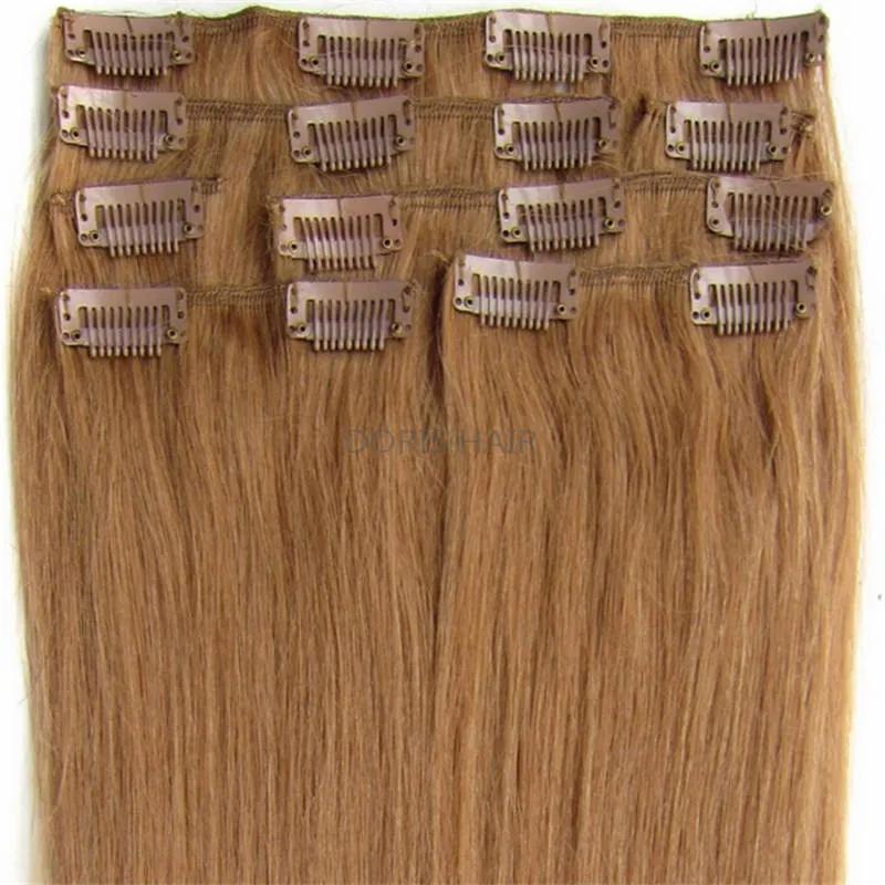 Hair Extensions | Blond Black Brown Silky Straight Real Human Hair Remy Clip In Extensions 15-24 Inch 70G 100G 120G Brazilian Indian For Full Head Double Weft Hair Extensions Hair Extensions