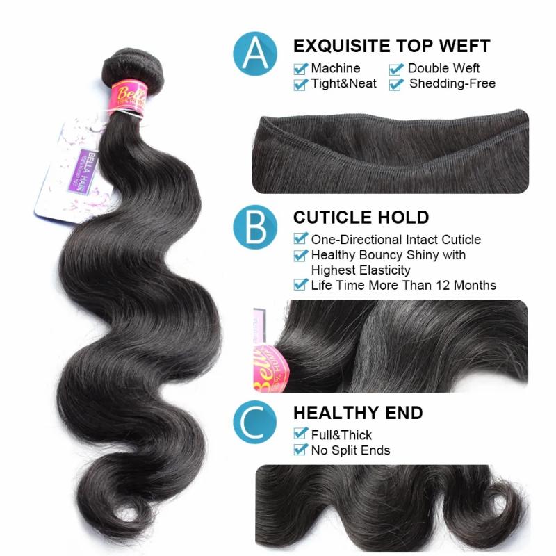 Hair Extensions | Brazilian Hair Extensions Weave Quality Dyeable Natural Peruvian Malaysia Indian Virgin Human Hair 3 Bundles Body Wave Wavy Julienchina Bella Hair Extensions Hair Extensions