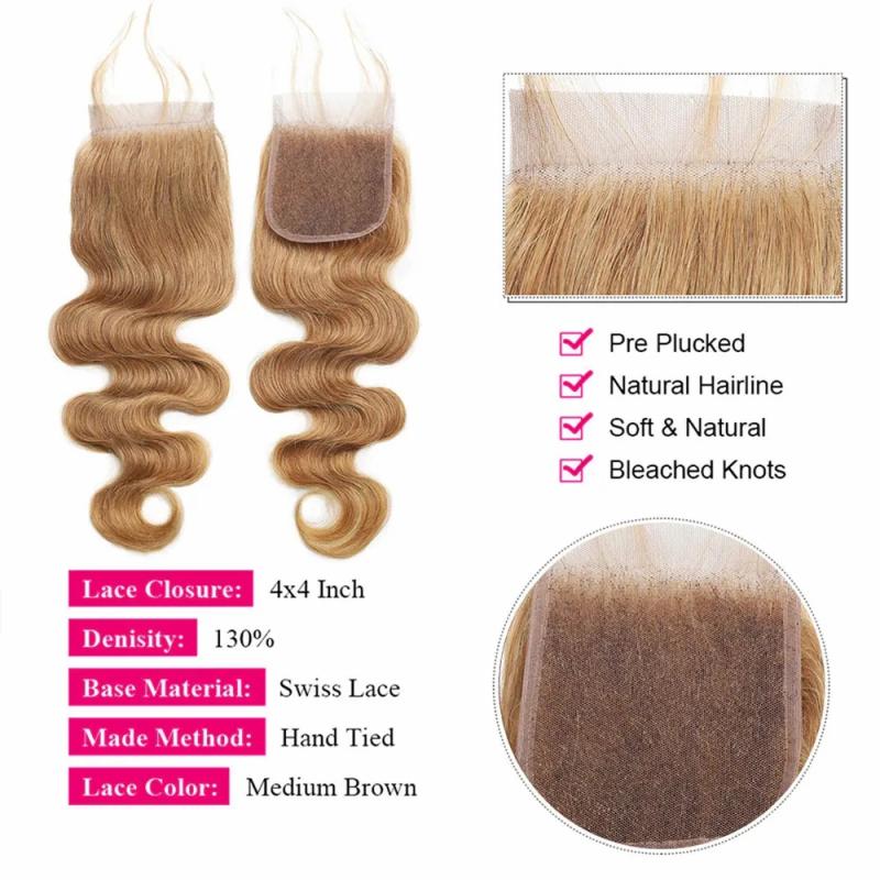 Hair Extensions | Ishow Ombre Color Hair Weaves Weft Extensions 3 Bundles With Lace Closure T1B/27 T1B/99J Body Wave Human Hair Straight Brown Ginger Hair Extensions Hair Extensions