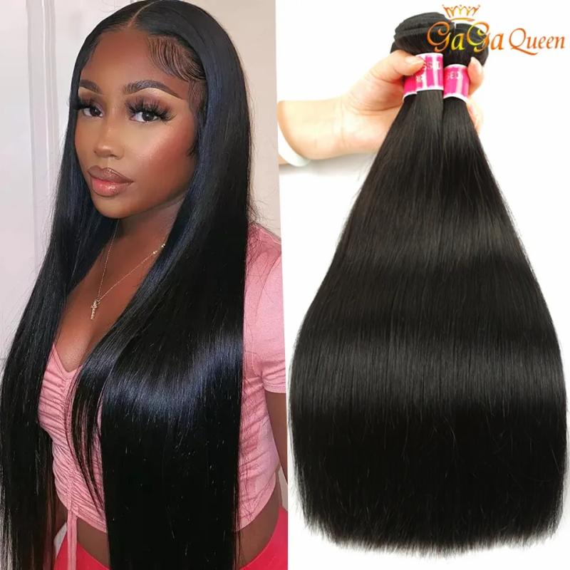 Hair Extensions | Mink Brazilian Straight Hair Bundles 30Inch Brazilian Virgin Hair Body Wave Human Hair Weave Extensions Gagaqueen Hair Extensions Hair Extensions