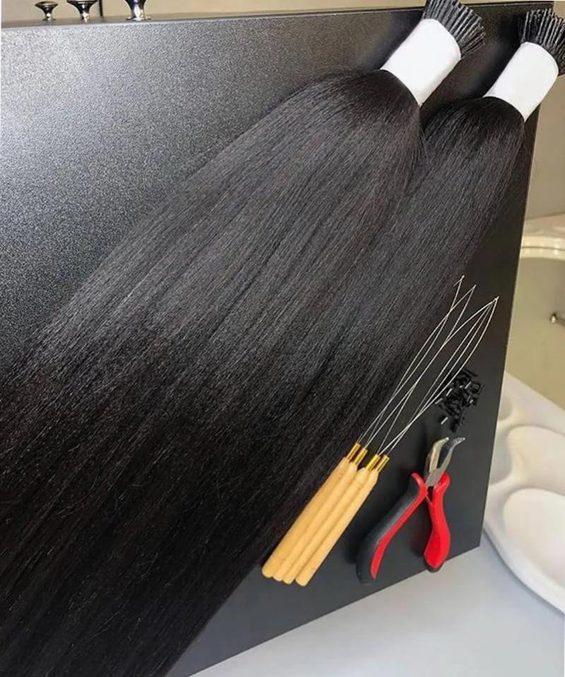 Hair Extensions | Yaki I Tip Hair Extension Remy Human Hair Kinky Straight Keratin Microlinks Itip Hair Extensions 100G Hair Extensions Hair Extensions