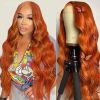 Hair Wigs | 13X4 Body Wave Lace Front Real Hair Wig 250% Brazilian Water Wave Lace Front Wig Women Blonde/Red/Gray Synthetic Wig Cosplay Hair Products) Wholesale Hair Wigs #99