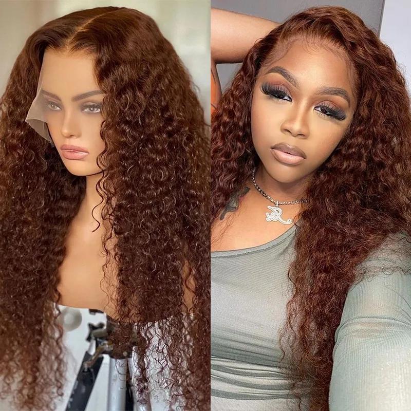 Hair Wigs | 13X4 Loose Deep Wave Brazilian Human Hair Wigs 32 34 Inch Transparent Synthetic Curly Lace Front Wig For Black Women Hair Wigs Auburn