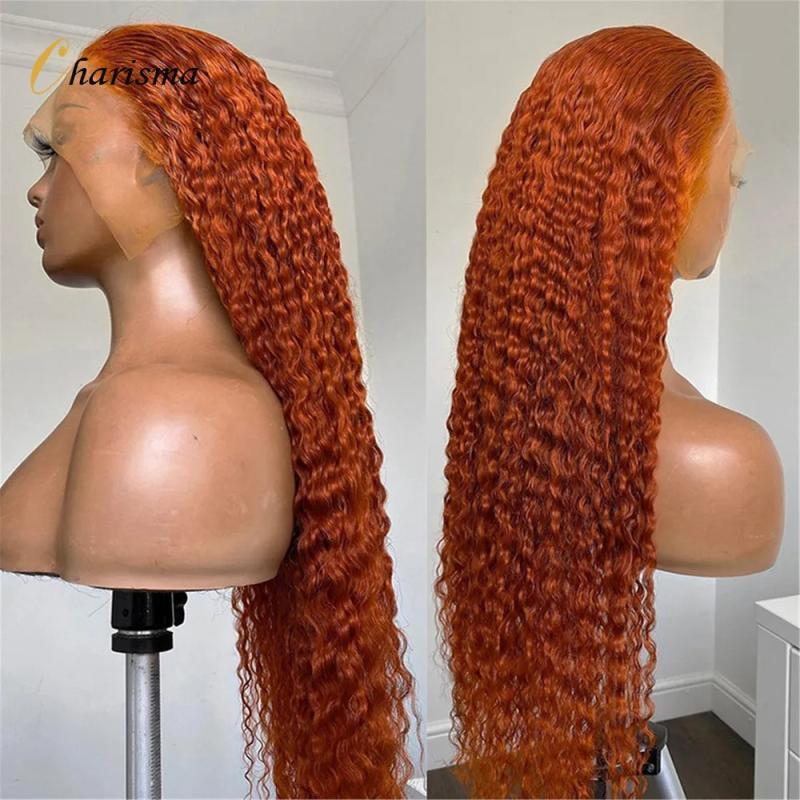 Hair Wigs | 13X4 Loose Deep Wave Brazilian Human Hair Wigs 32 34 Inch Transparent Synthetic Curly Lace Front Wig For Black Women Hair Wigs Auburn