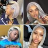 Hair Wigs | 13X4 Silver Grey Short Bob Human Hair Wigs For Women Brazilian Hd Transparent Straight Glueless Synthetic Lace Frontal Wig Hair Wigs Auburn