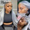 Hair Wigs | 13X4 Straight Silver Grey Human Hair Wigs For Women Gray Transparent Hd Lace Frontal Wig Glueless Colored Synthetic Wig Preplucked Hair Wigs 613 Color