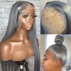 Hair Wigs | 13X4 Straight Silver Grey Human Hair Wigs For Women Gray Transparent Hd Lace Frontal Wig Glueless Colored Synthetic Wig Preplucked Hair Wigs 613 Color