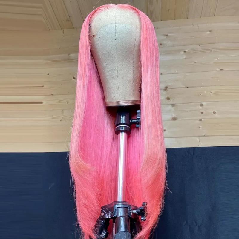 Hair Wigs | 180% Brazilian Pink Lace Front Wig Human Hair Straight Wigs For Women Hd Transparent 13X4 Lace Frontal Wigs Synthetic Preplucked Hair Wigs 613 Blonde Color