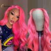 Hair Wigs | 180% Brazilian Pink Lace Front Wig Human Hair Straight Wigs For Women Hd Transparent 13X4 Lace Frontal Wigs Synthetic Preplucked Hair Wigs 613 Blonde Color