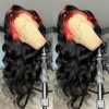 Hair Wigs | 180% Density Black Pink Highlight Human Hair Wigs 13X4 Body Wave Lace Front Wig Hd Transparent Lace Synthetic Preplucked Hair Wigs 613 Blonde Color