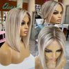 Hair Wigs | 180Density Blonde Highlight Wig Human Hair Bob Wig For White Women Brazilian Short Straight Bob Wig Lace Front Wigs Piano Cheap Wig On Sale Hair Wigs Auburn