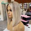 Hair Wigs | 180Density Blonde Highlight Wig Human Hair Bob Wig For White Women Brazilian Short Straight Bob Wig Lace Front Wigs Piano Cheap Wig On Sale Hair Wigs Auburn