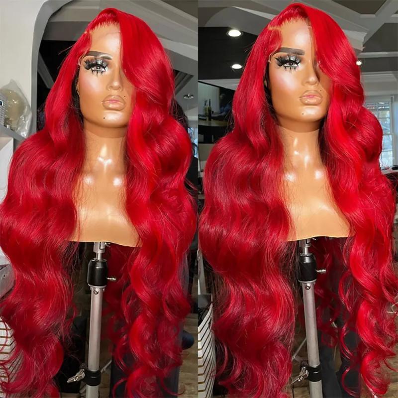 Hair Wigs | 180Density Brazilian Red 13X4 Lace Frontal Wigs Colored Lace Front Simulation Human Hair For Women Black/Blonde/Brown/Grey Synthetic Wig With Babyhair Hair Wigs 613 Blonde Color