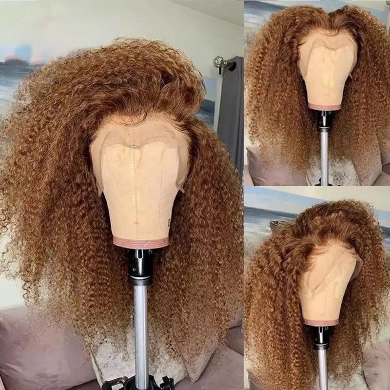 Hair Wigs | 180Density Brown Color Curly Human Hair Wig For Women Black /Blonde Highlights Hd Lace Frontal Wig Remy 360 Full Lace Front Synthetic Wig Hair Wigs 1