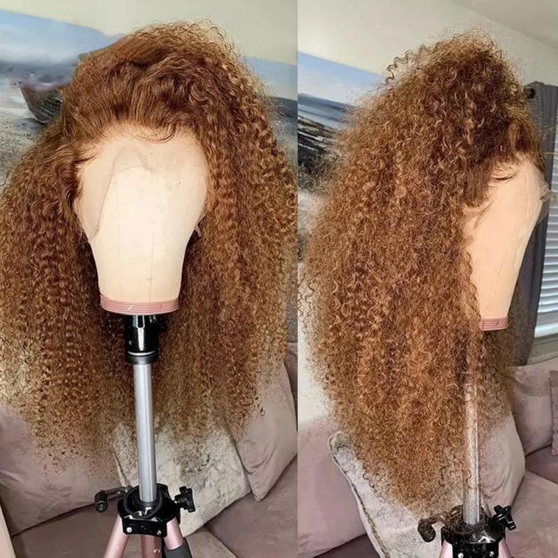 Hair Wigs | 180Density Brown Color Curly Human Hair Wig For Women Black /Blonde Highlights Hd Lace Frontal Wig Remy 360 Full Lace Front Synthetic Wig Hair Wigs 1