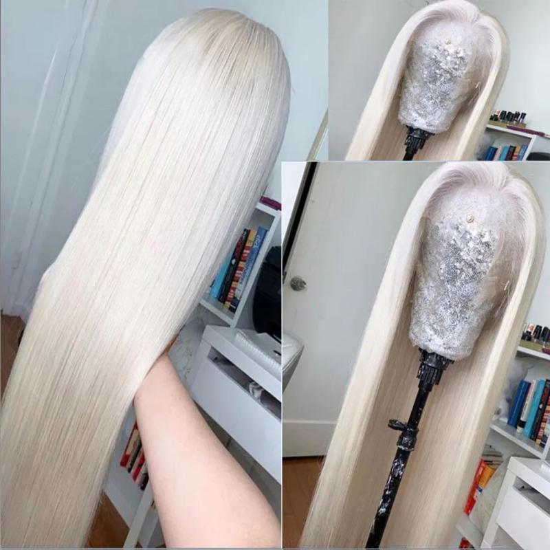 Hair Wigs | 180Density Platinum Blonde Lace Front Human Hair Wig White Straight Lace Front Wigs For Women Hd Transparent Synthetic Lace Fronal Wig 13X4/13X6 Hair Wigs Ash Blonde Color