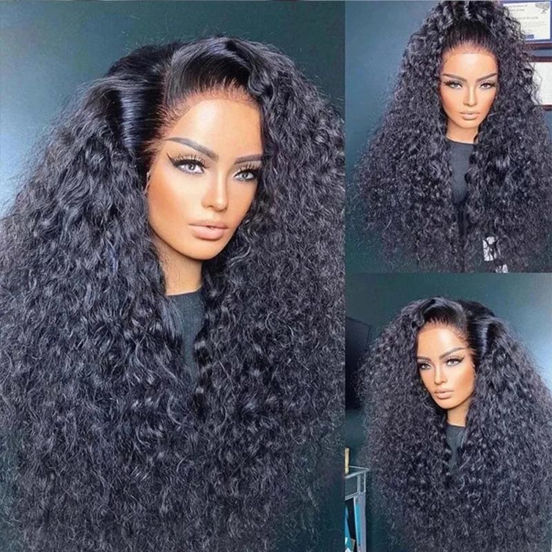 Hair Wigs | 200 Density Natural Black Curly Lace Front Wig Human Hair 13X4 Kinky Curly Lace Frontal Wig Brazilian Transparent Lace Synthetic Wigs Hair Wigs 613 Blonde Color