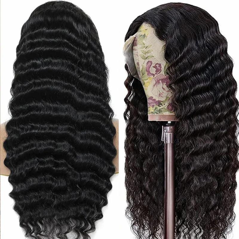 Hair Wigs | 250 Density Hd Lace Loose Deep Wave Frontal Wig 40Inch Glueless 13X4 Curly Lace Front Human Hair Wigs For Women Black/Blonde/Red Synthetic Wig Cosplay Hair Wigs Black Color