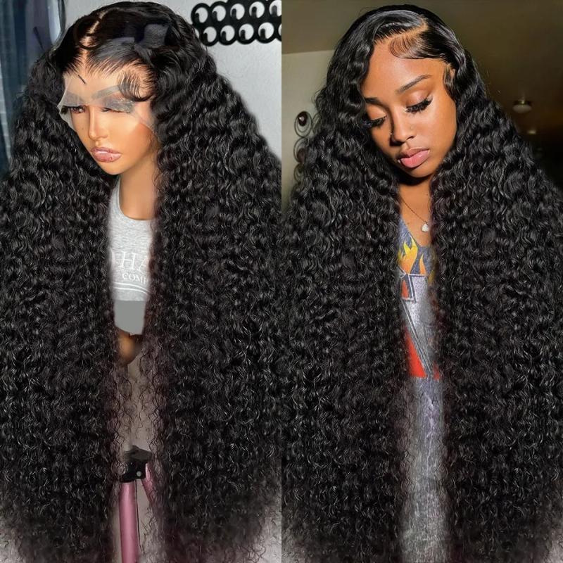 Hair Wigs | 30 40 Inch Deep Wave Transparent 13X4 Lace Front Human Hair Wigs 250% Brazilian Water Wave Curly 13X4 Frontal Wig For Women Synthetic Heat Resistant Hair Wigs Auburn