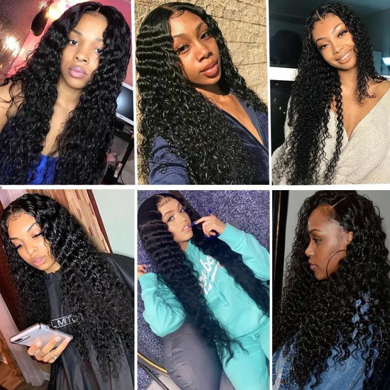 Hair Wigs | 30Inch Brazilian Water Wave Lace Frontal Wigs 250 Density 4X4 Lace Closure Human Hair Wig Natural Color Hair Wigs Hair Wigs