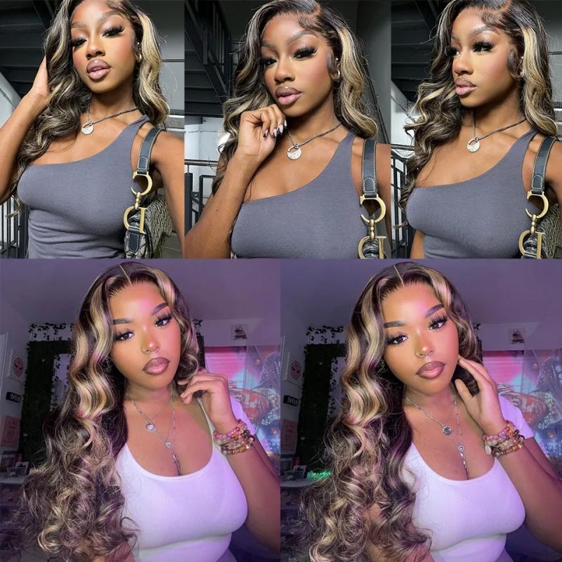 Hair Wigs | 34 Inch Peruvian Hair Honey Blonde Wig 1B 27 Highlight Body Wave Lace Front Wigs Synthetic 13X4 Lace Frontal Wigs Preplucked For Women Hair Wigs 613 Color