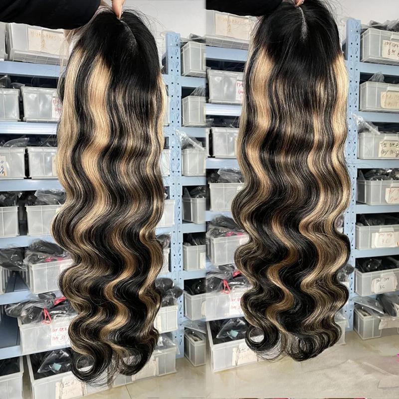 Hair Wigs | 34 Inch Peruvian Hair Honey Blonde Wig 1B 27 Highlight Body Wave Lace Front Wigs Synthetic 13X4 Lace Frontal Wigs Preplucked For Women Hair Wigs 613 Color