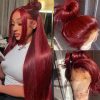 Hair Wigs | 36 Inch Burgundy 13X4 Hd Lace Frontal Human Hair Wig On Sale Bone Straight Lace Front 99J Colored Human Hair Wigs For Women Hair Wigs Black Color